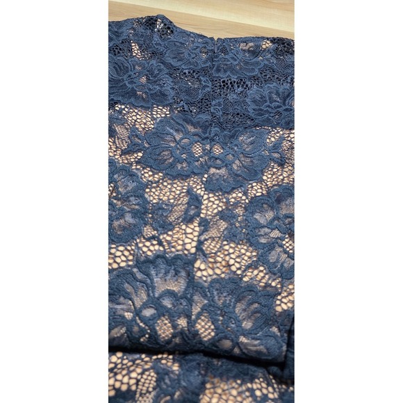 Mystic Lace Sheath Dress Womens XS Navy Blue Floral Long Sleeve Cocktail D13478L - Picture 8 of 8
